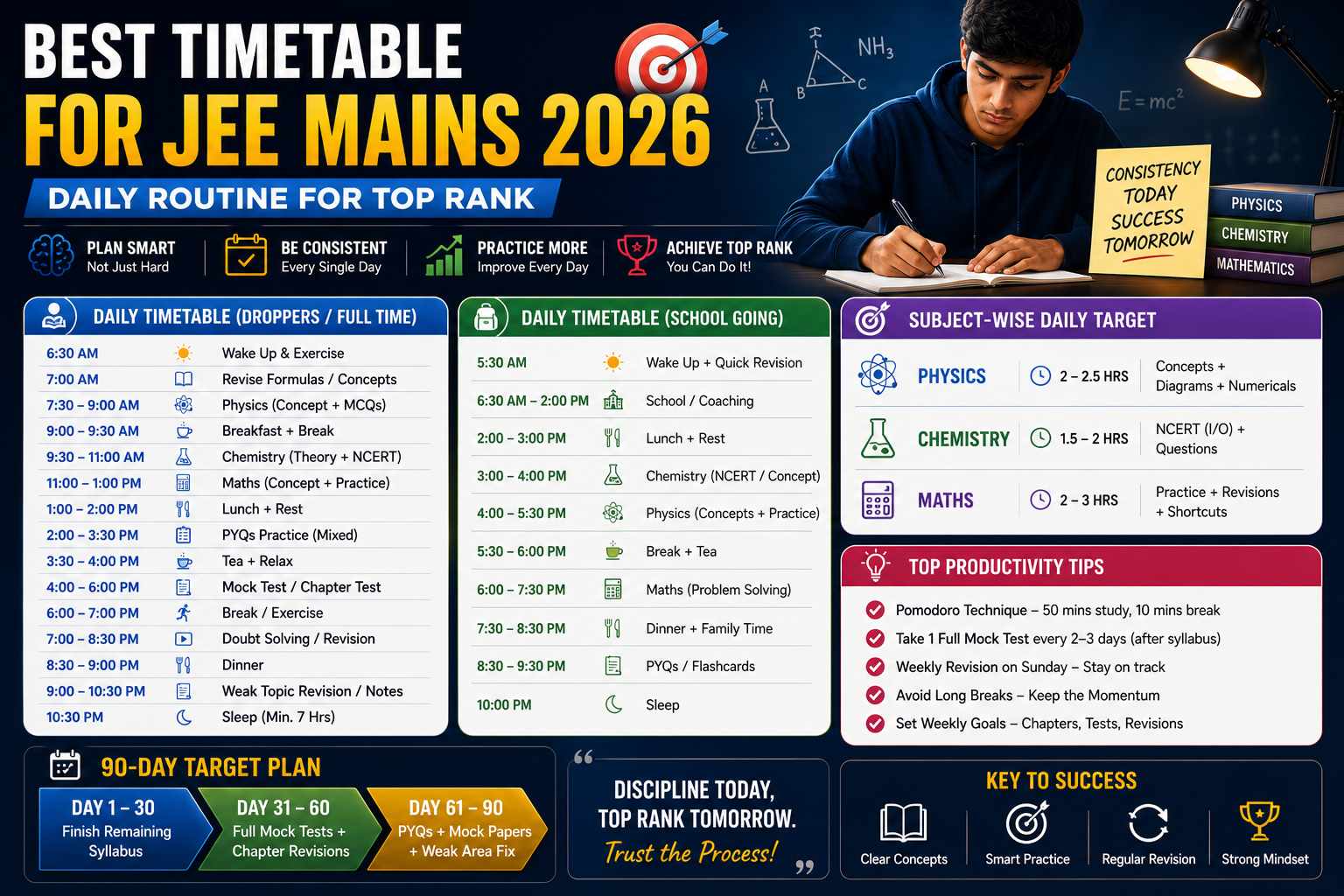 Best Timetable for JEE Mains 2026: Daily Routine for Top Rank