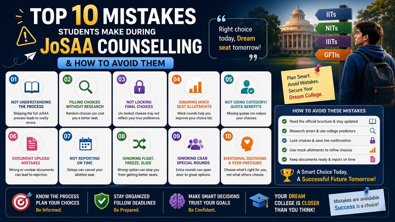 Top 10 Mistakes Students Make During JoSAA Counselling & How to Avoid Them