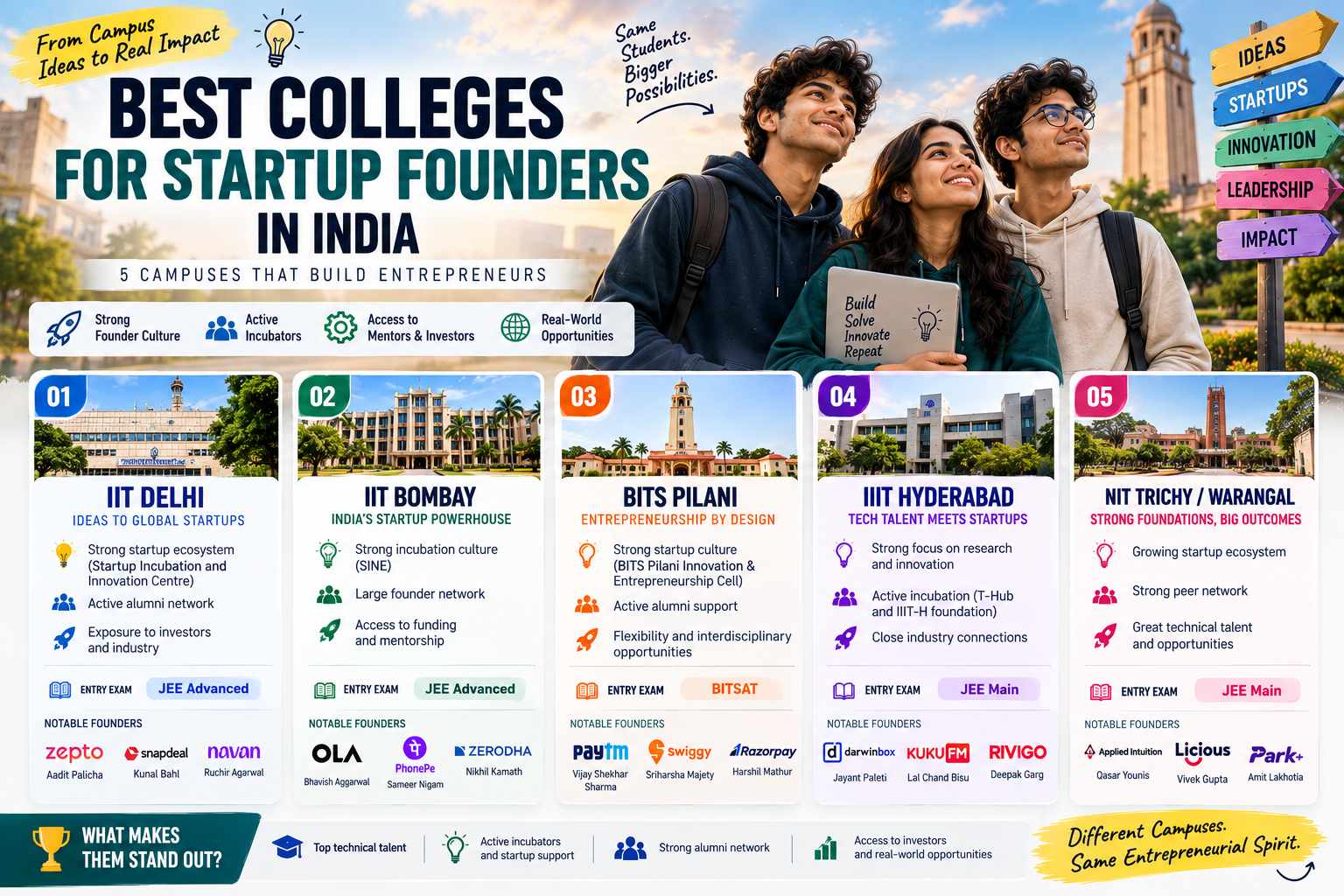 Best Colleges for Entrepreneurship in India (Founder Picks)