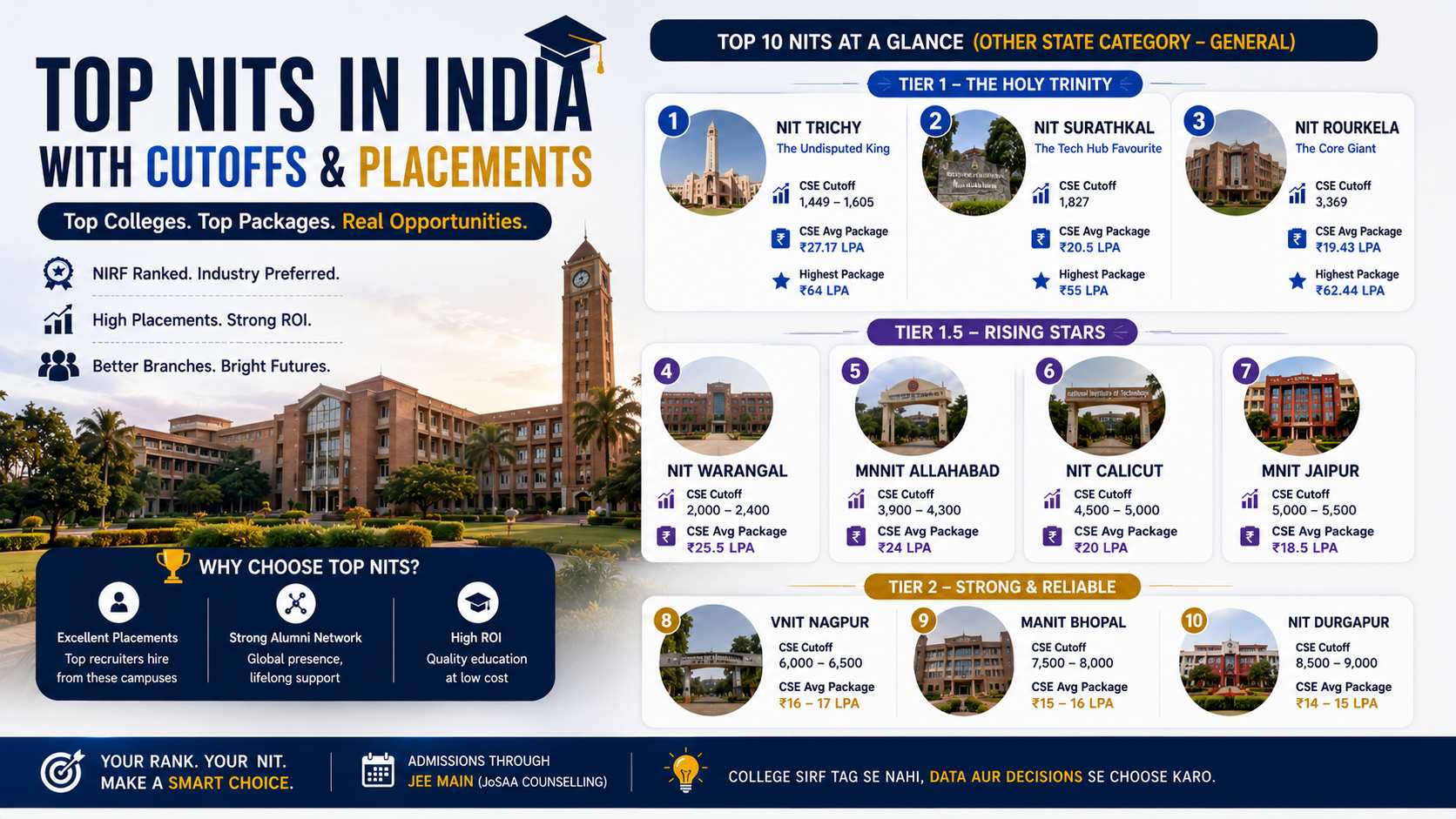 Top NITs in India with Cutoffs & Placements (2025 Data-Backed Guide)